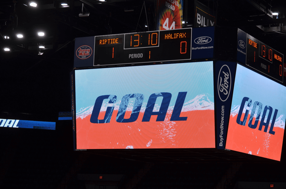 Scoreboard showing the last time Riptide had a lead.