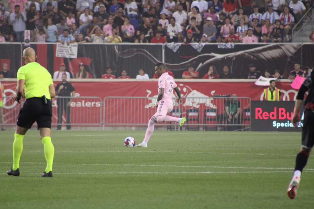 Inter Miami defender playing the ball. 