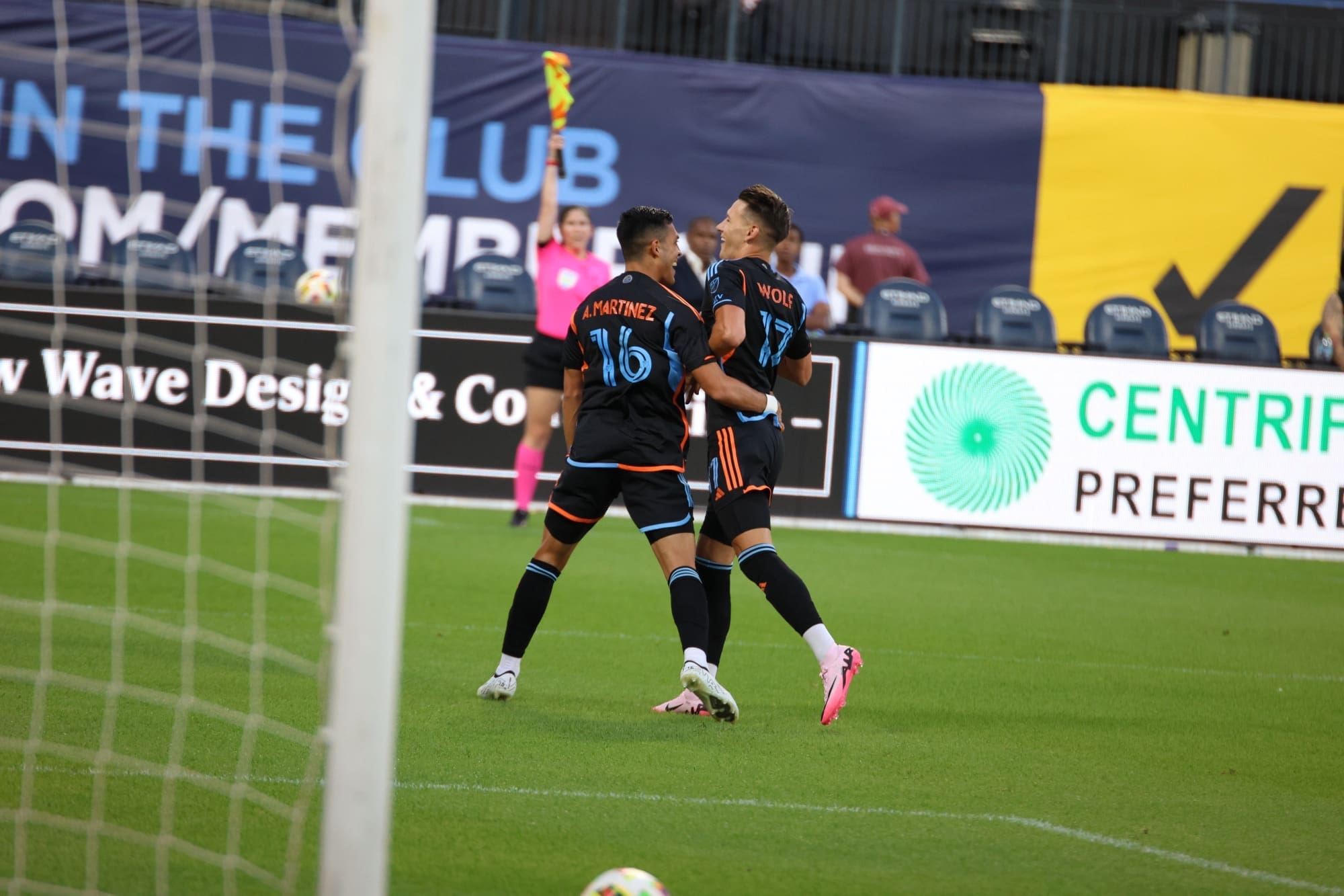 Alonso Martinez and Hannes Wolf celebrate together after taking a 2-0 lead over Montreal.