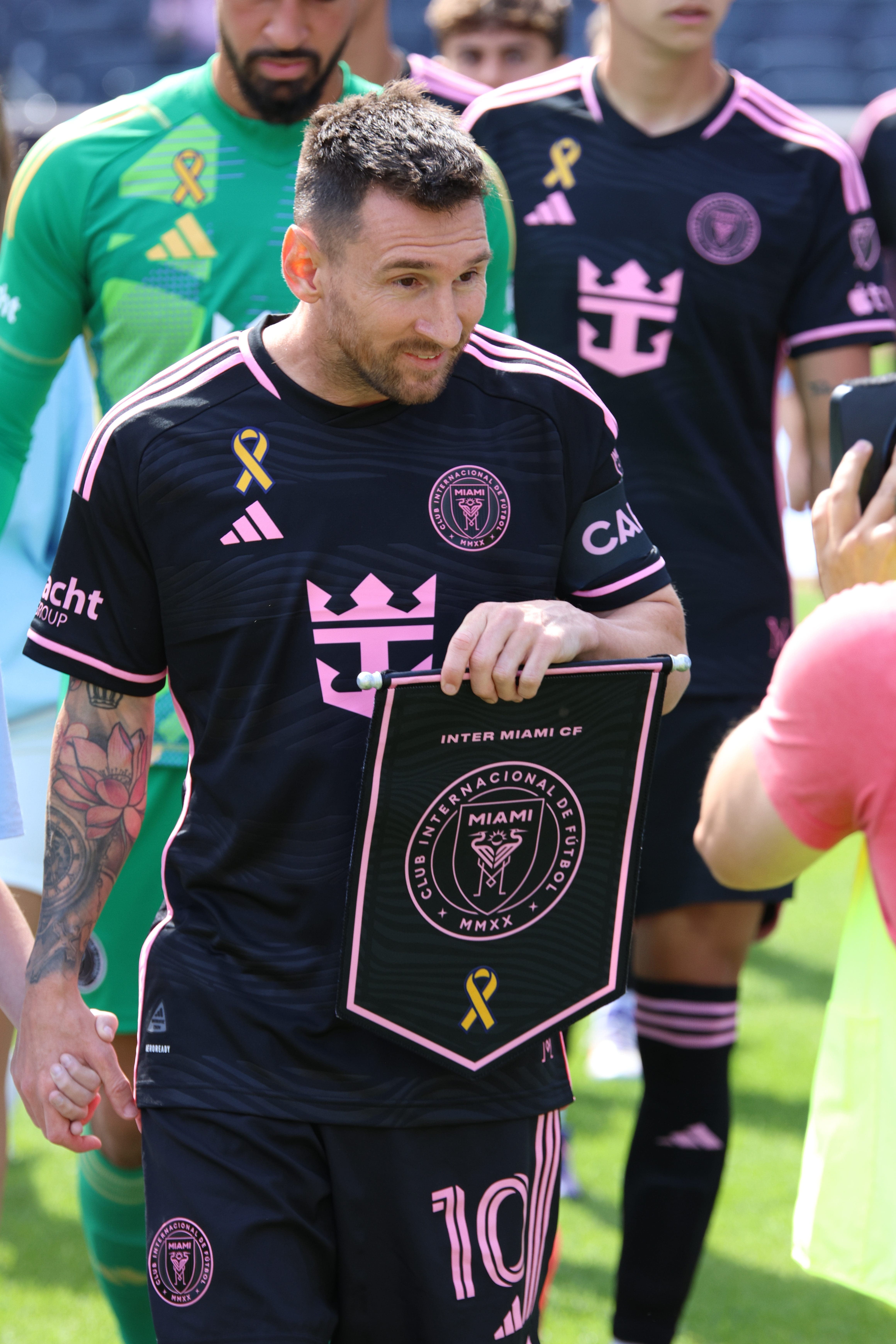 Leo Messi starting XI walk out at Yankee Stadium. September 21, 2024| Mandatory Credit: Jose Pichirilo/Bad Dawg Sports