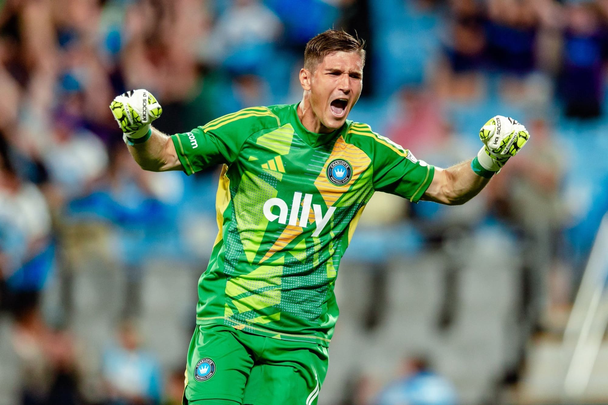 10/5/24 Charlotte, NC Bank of America Stadium| Kristijan Kahlina celebrating another clean sheet on the season. Mandatory Credit: Charlotte FC