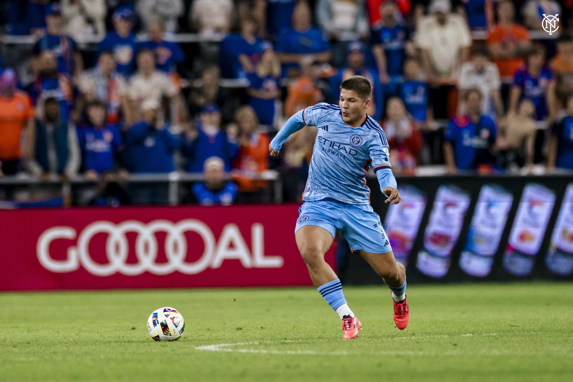 10/28/24 Cincinnati, OH TQL Stadium| Jovan creating a dangerous chance for NY. Mandatory Credit: New York City FC
