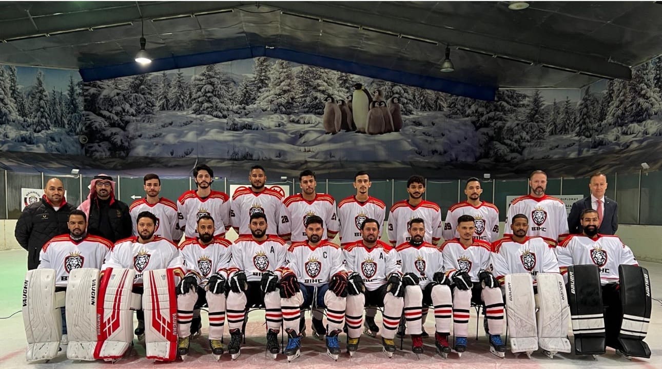 Bahrain's men's hockey team. Mandatory Credit: Rashid Mutlaq/IIHF