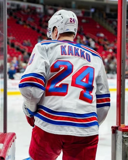 11/27/24 Raleigh, NC Lenovo Center| Rangers forward Kappo Kako hitting the ice pre-game. Mandatory Credit: NY Rangers