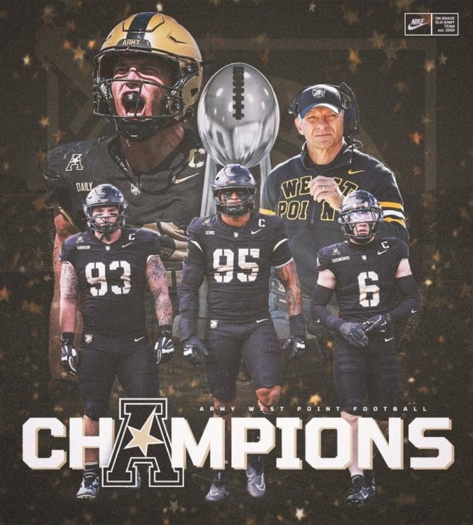 12/6/24 West Point, NY Michie Stadium| Army is the AAC Conference Champions in 2024. The team was lead by quarterback Bryson Daily. Mandatory Credit: Army Football