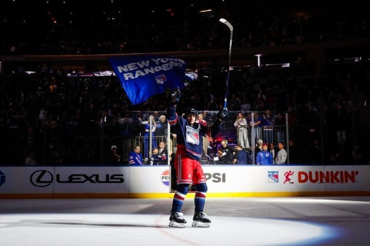 Madison Square Garden, New York, NY 12/6/2024 Artemi Panarin is one of the three stars of the game as he scored two goals. Credit: New York Rangers Comms.