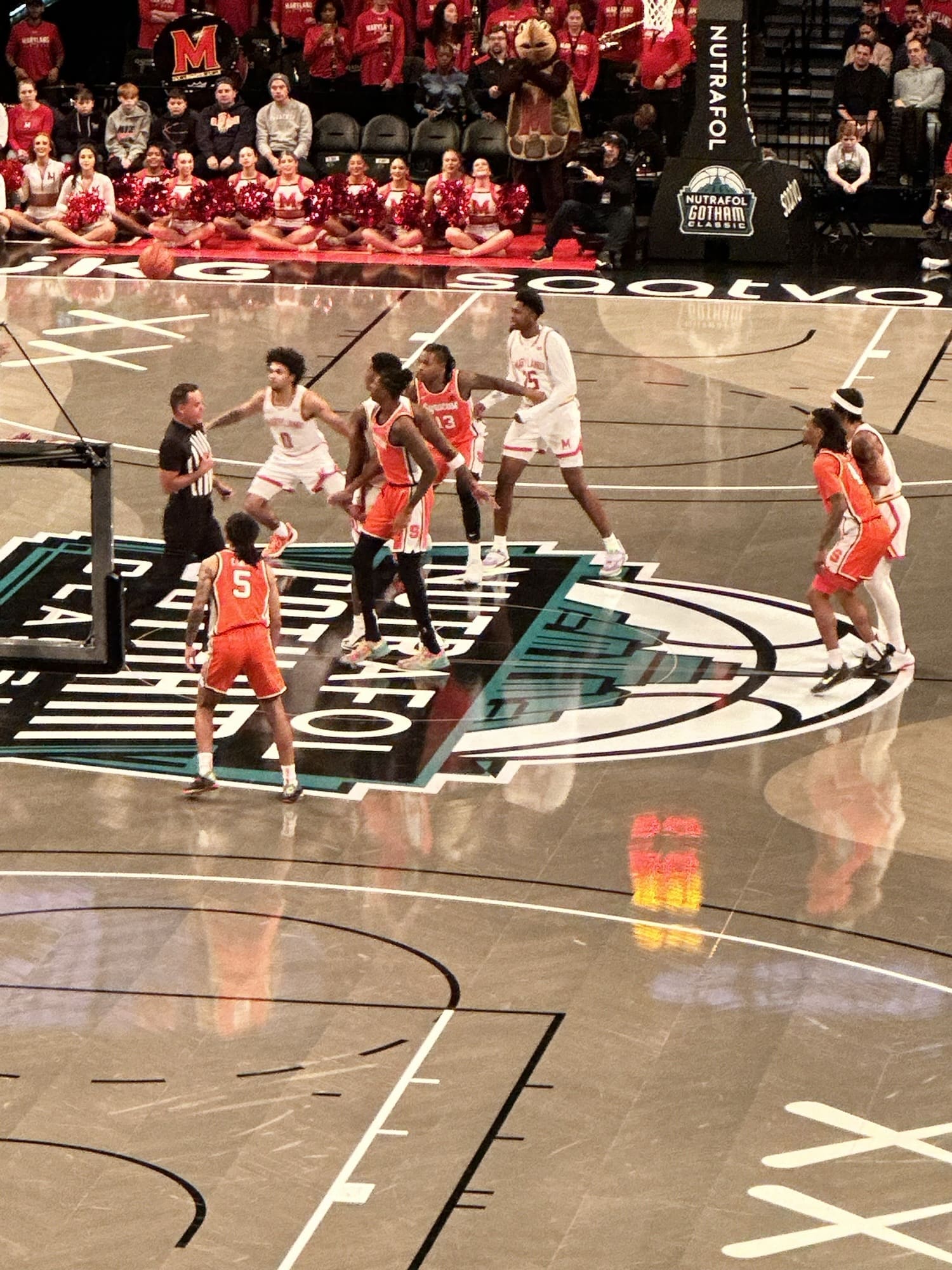 12/21/24 Brooklyn, NY Barclay Center| Syracuse vs Maryland tip-off for Gotham Classic. Mandatory Credit: Bad Dawg Sports
