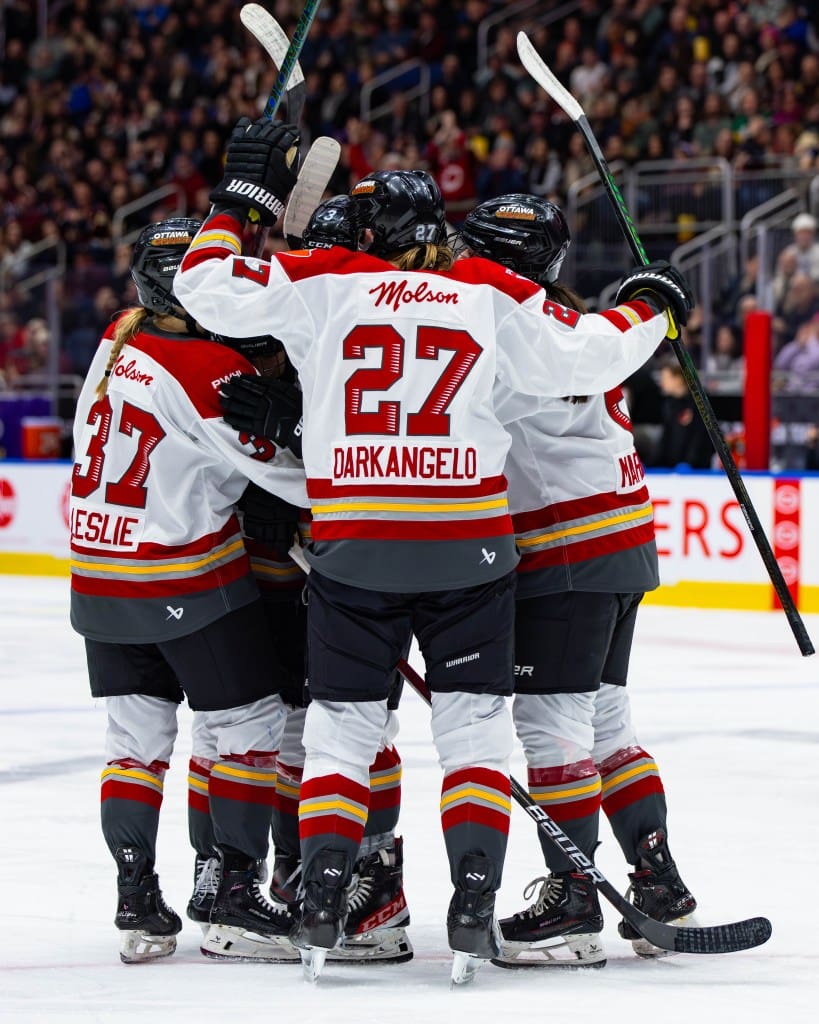 Quebec City, Quebec, Canada - January 19th: the PWHL regular season game between the Ottawa Charge and the Victoire de Montréal at the Centre Vidéotron on January 19th, 2025 in Quebec City, Quebec, Canada. (Photo by Josh Kim/Ottawa Charge)