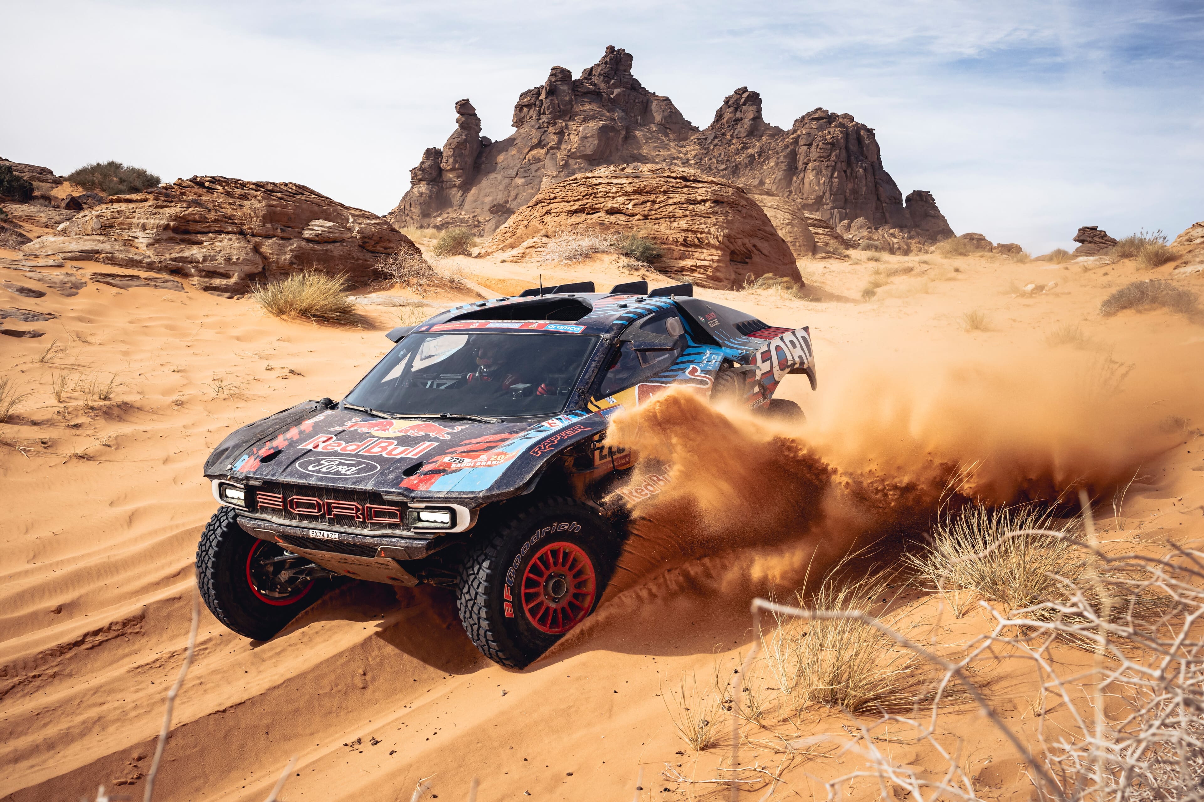 Mitch Guthrie Jr (USA) and Kellon Walch (USA) of Ford M-Sport race during Stage 2 of the Rally Dakar 2025 from Al Ula to Hail, Saudi Arabia // Marcelo Maragni / Red Bull Content Pool //