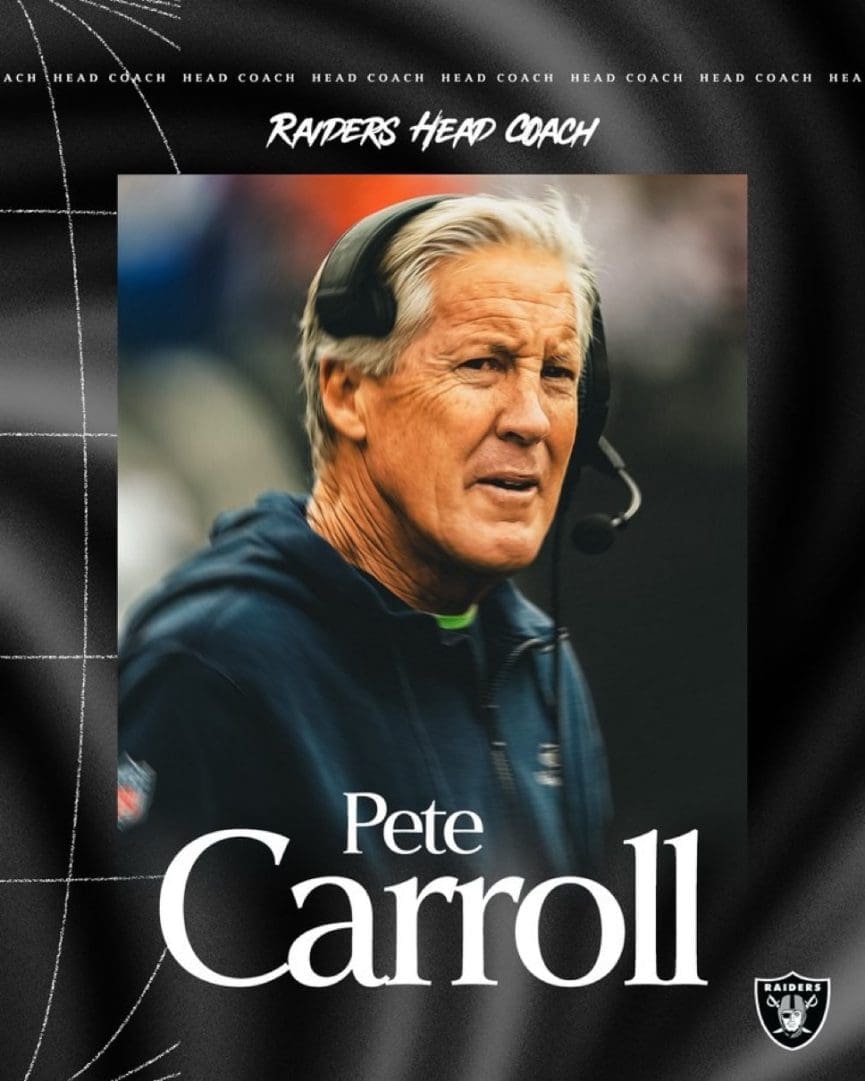 1/25/25 Las Vegas, Nevada Pete Carroll is named the new head coach of the Raiders. Mandatory Credit: Las Vegas Raiders