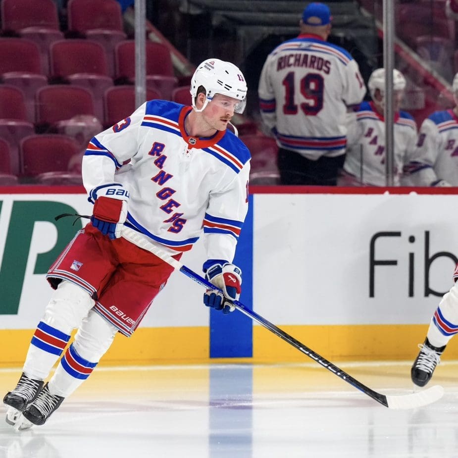 1/19/25 Montreal, Canada Bell Centre| Homecoming for Alexis Lafrenière. Mandatory Credit: NY Rangers