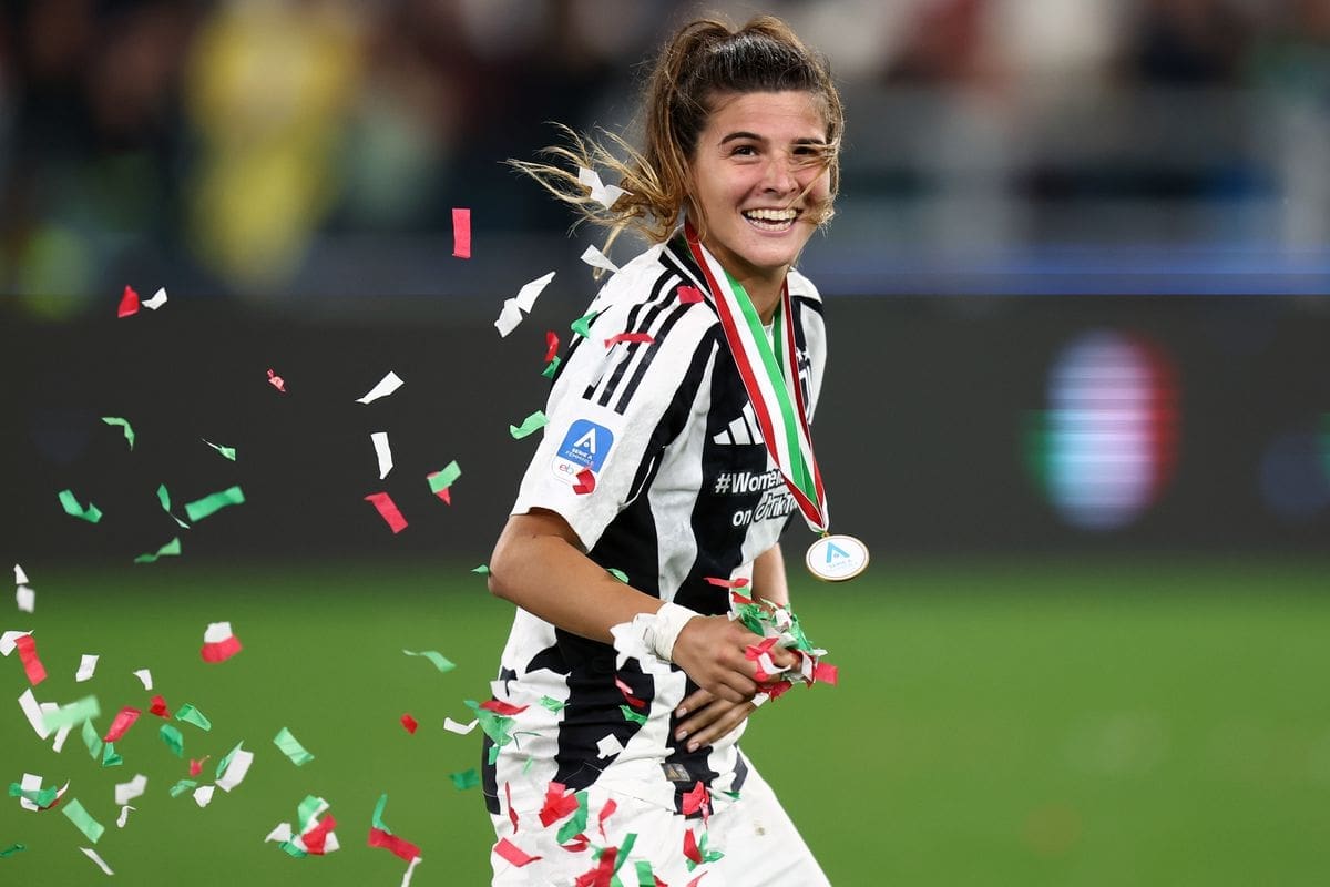 Sofia Cantore celebrates winning Serie A in 2019. Mandatory Credit: Juventus