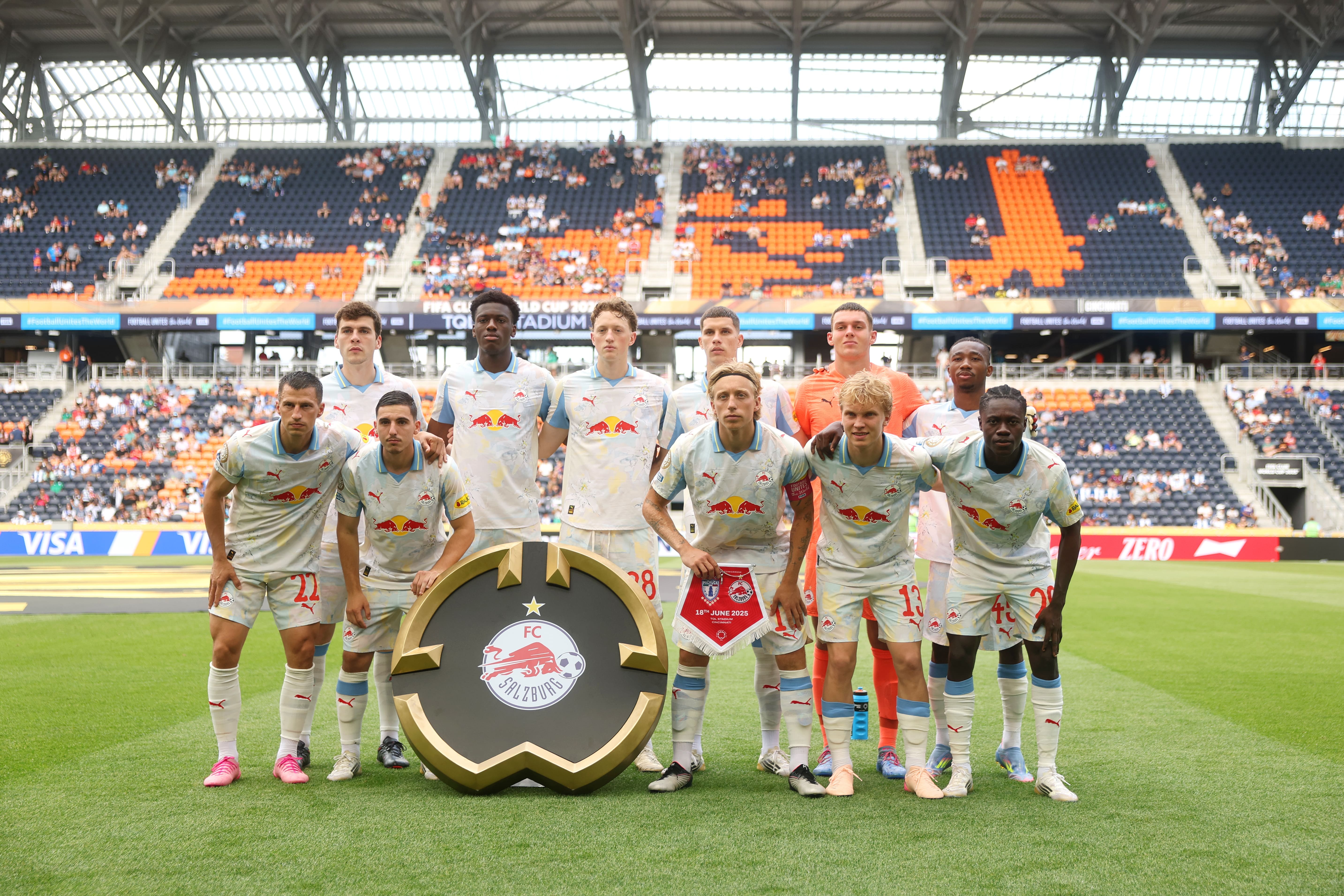 CINCINNATI, OHIO - JUNE 18: Players of FC Salzburg pose for a team photograph prior to the FIFA Club World Cup 2025 group H match between CF Pachuca and FC Salzburg at TQL Stadium on June 18, 2025 in Cincinnati, Ohio. (Photo by Michael Regan - FIFA/FIFA via Getty Images)