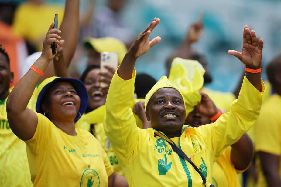 MIAMI GARDENS, FLORIDA - JUNE 25: Fans of Mamelodi Sundowns FC show their support in the stands prior to the FIFA Club World Cup 2025 group F match between Mamelodi Sundowns FC and Fluminense FC at Hard Rock Stadium on June 25, 2025 in Miami Gardens, Florida. (Photo by Hector Vivas - FIFA/FIFA via Getty Images)