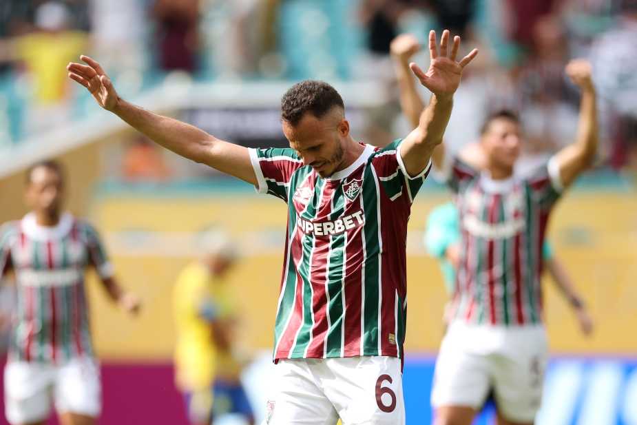 MIAMI GARDENS, FLORIDA - JUNE 25: Rene #6 of Fluminense FC celebrates following the FIFA Club World Cup 2025 group F match between Mamelodi Sundowns FC and Fluminense FC at Hard Rock Stadium on June 25, 2025 in Miami Gardens, Florida. (Photo by Hector Vivas - FIFA/FIFA via Getty Images)