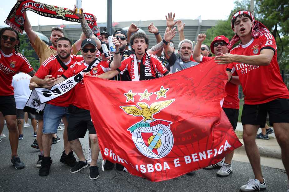 CHARLOTTE, NORTH CAROLINA - JUNE 28: Fans of SL Benfica react, enjoying the pre match atmosphere prior to the FIFA Club World Cup 2025 round of 16 match between SL Benfica and Chelsea FC at Bank of America Stadium on June 28, 2025 in Charlotte, North Carolina. (Photo by Jared C. Tilton - FIFA/FIFA via Getty Images)