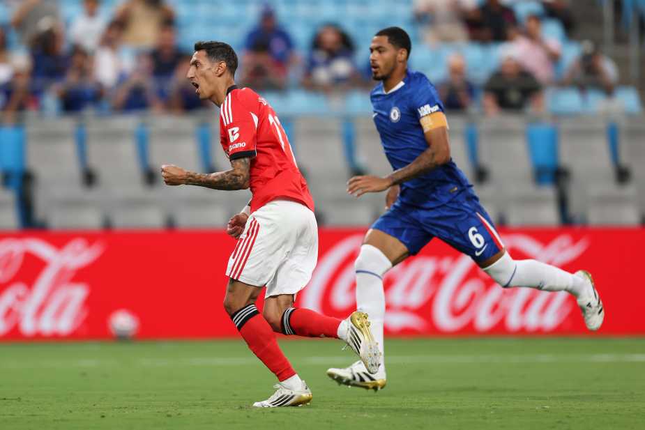 CHARLOTTE, NORTH CAROLINA - JUNE 28: Angel Di Maria #11 of SL Benfica celebrates after scoring his team's first goal during the FIFA Club World Cup 2025 round of 16 match between SL Benfica and Chelsea FC at Bank of America Stadium on June 28, 2025 in Charlotte, North Carolina. (Photo by Justin Setterfield - FIFA/FIFA via Getty Images)