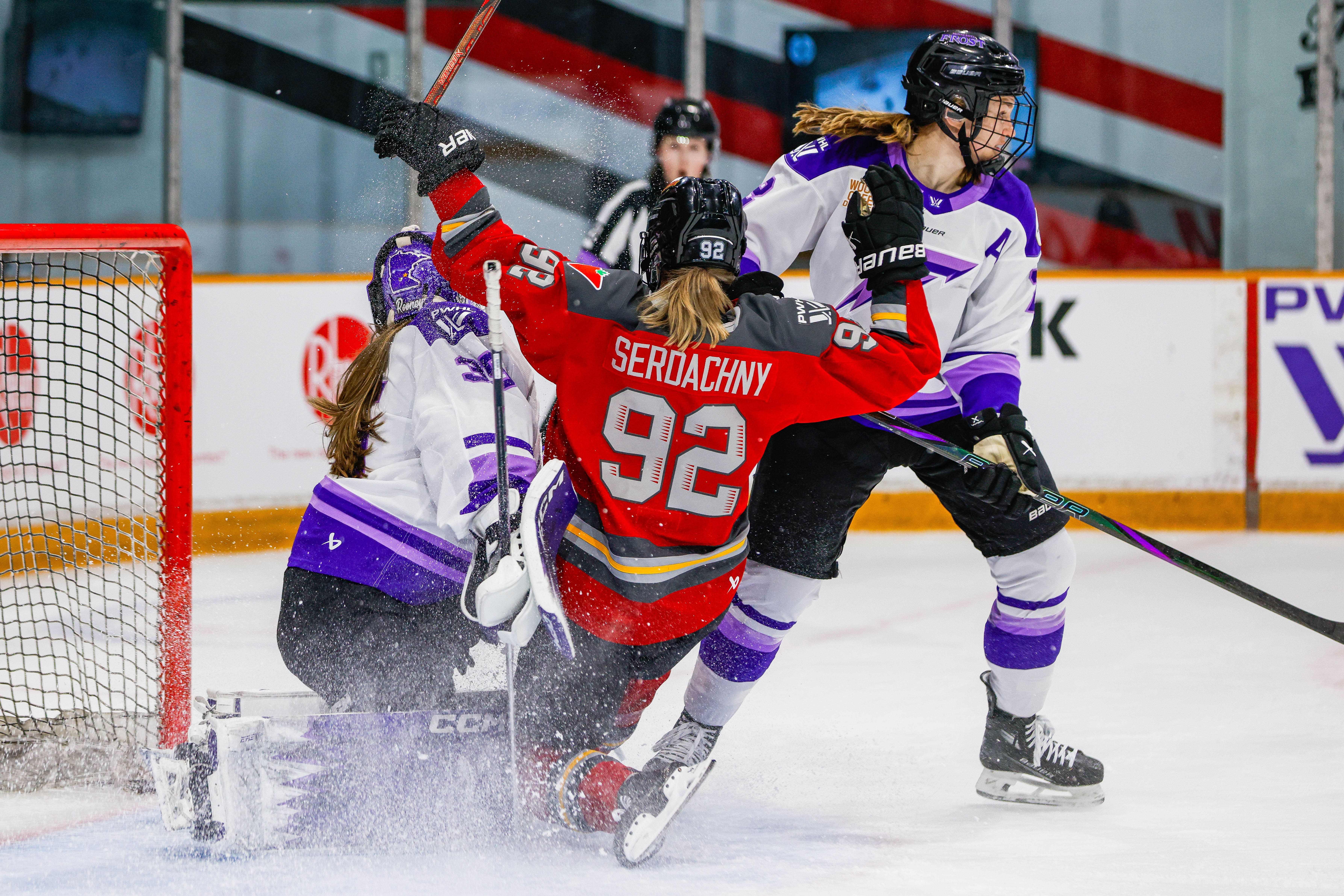 Ottawa, Canada - March 11th: the PWHL regular season game between the Minnesota Frost and the Ottawa Charge at the TD Place Arena on March 11th, 2025 in Ottawa, Ontario, Canada - (Photo by: Josh Kim / Ottawa Charge)