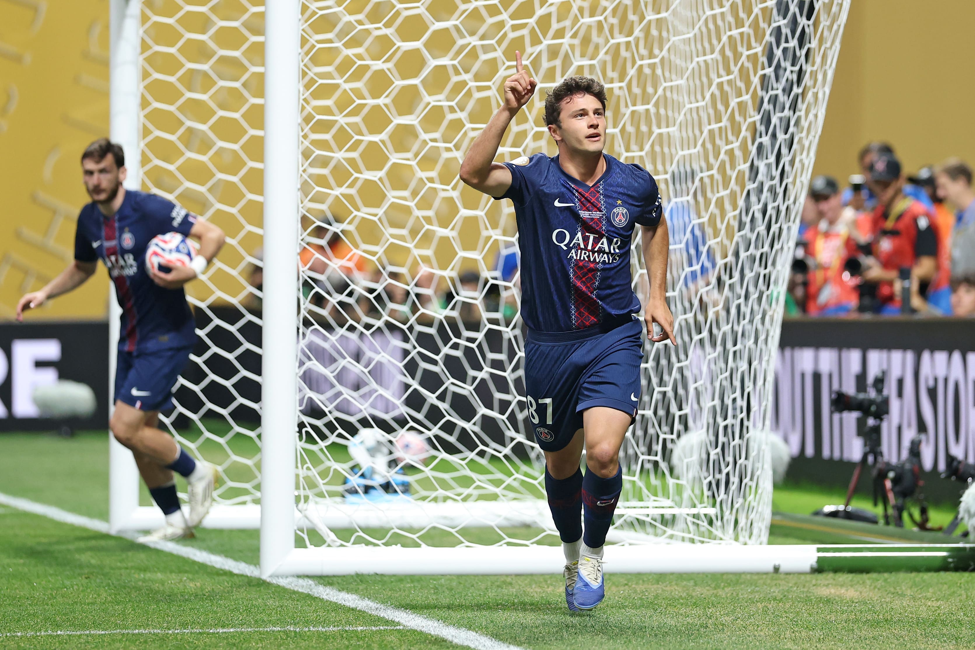Joao Neves Celebrates his second goal of the match for PSG. Photo from FIFA