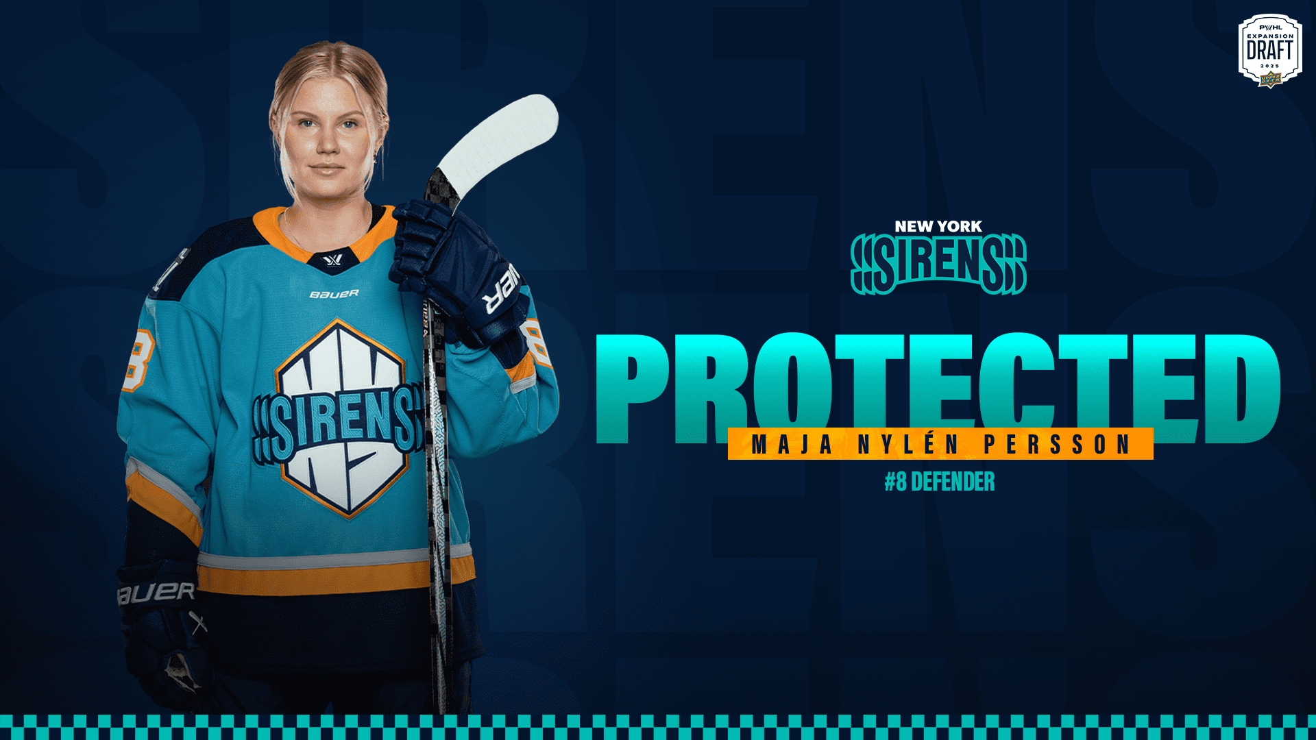 6/6/25 NY adds MAJA NYLÉN PERSSON to the additional protection list for the expansion draft. Mandatory Credit:PWHL