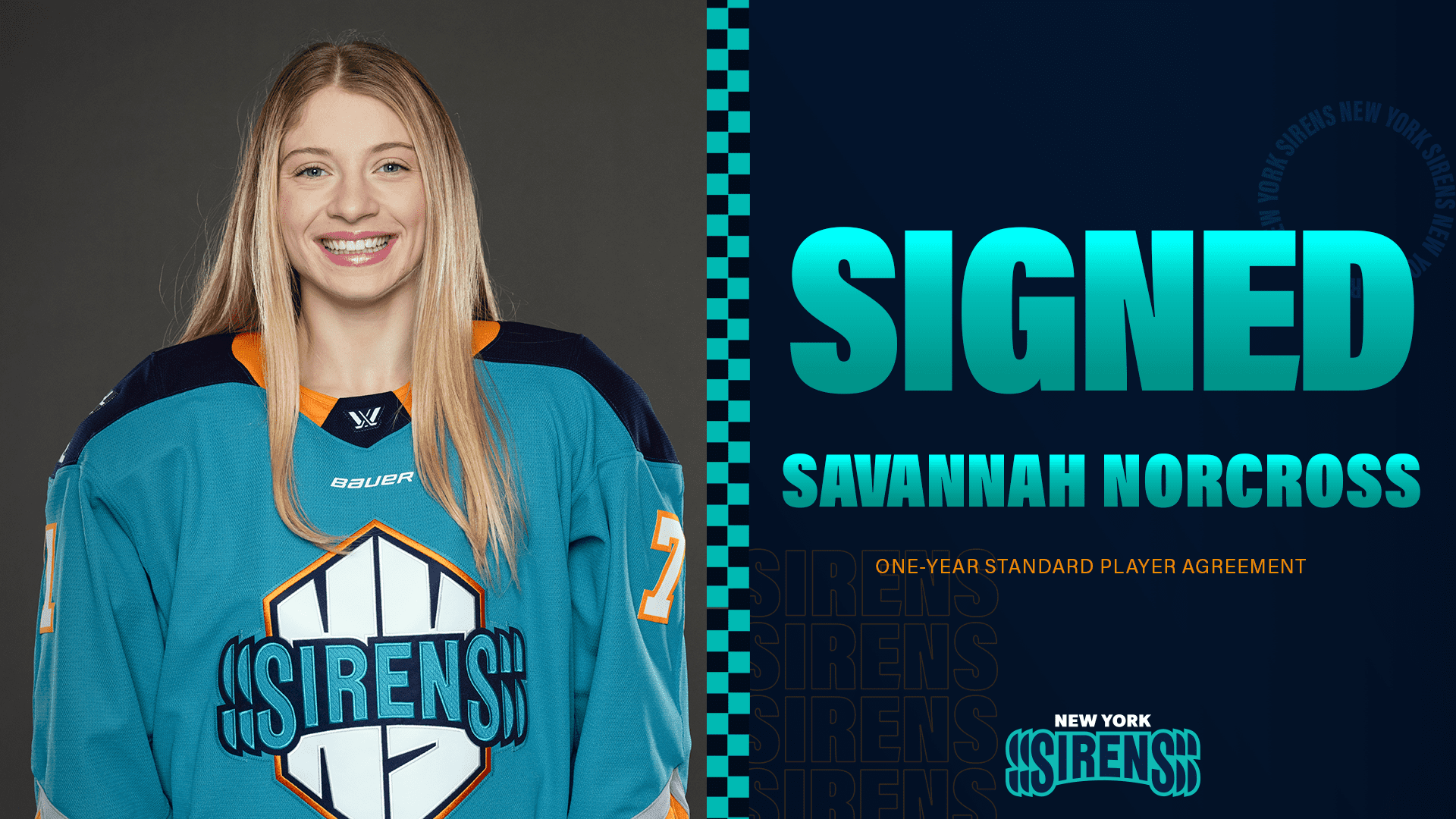 6/21/25 SAVANNAH NORCROSS RETURNS TO NEW YORK SIGNING ONE-YEAR CONTRACT. Mandatory Credit: NY Sirens