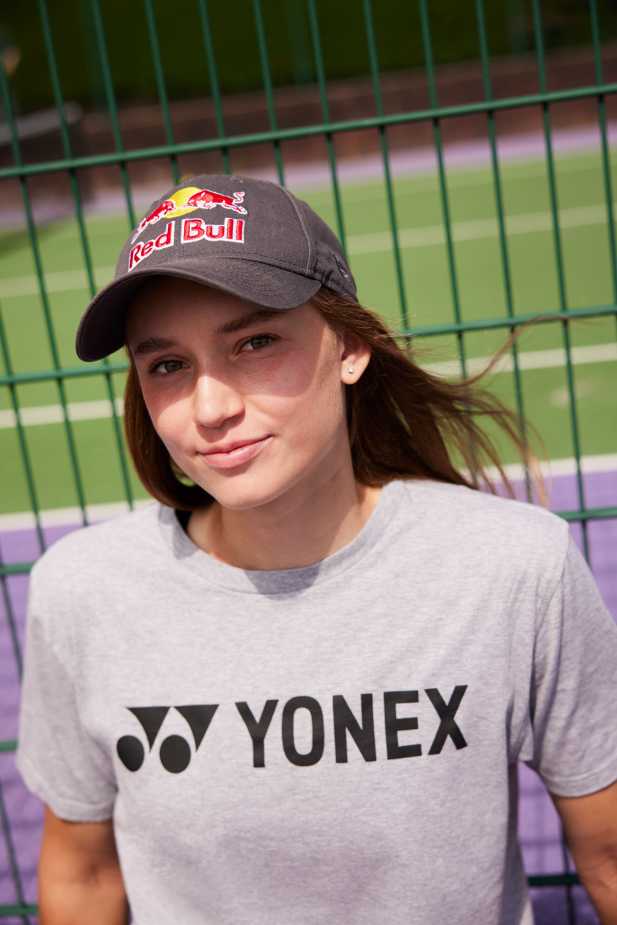 Elena Rybakina poses for a portrait on the tennis court ahead of the Wimbledon in London, United Kingdom on June 24, 2025. // Jake Turney / Red Bull Content Pool
