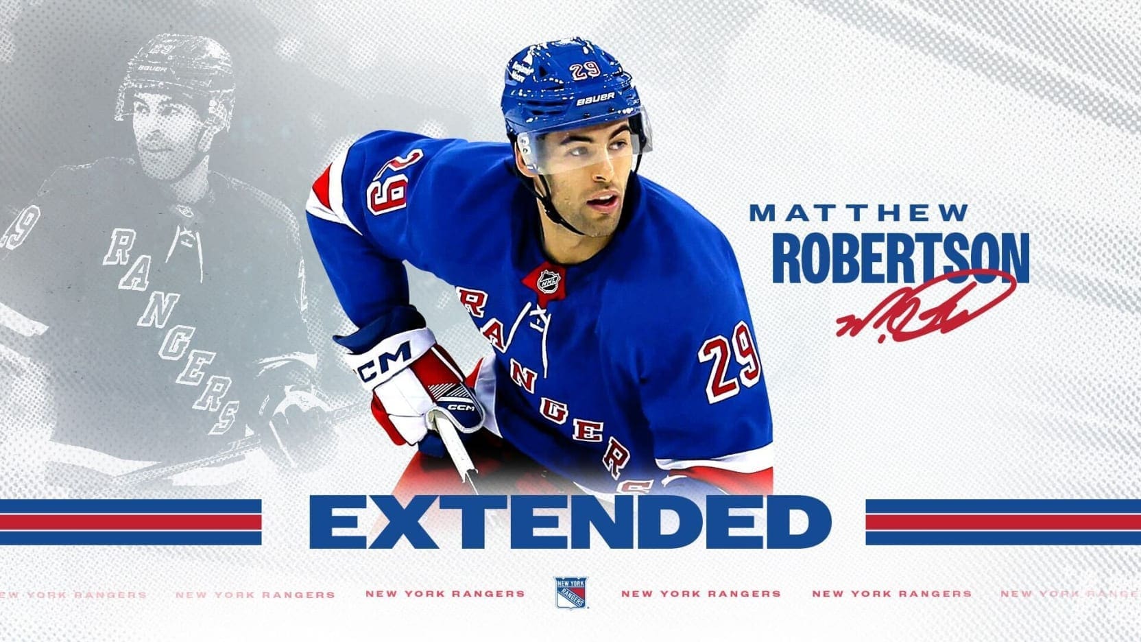 6/20/25 New York Rangers extend contract with AHL Hartford Wolf Pack Defenseman Matthew Robertson. Mandatory Credit: New York Rangers