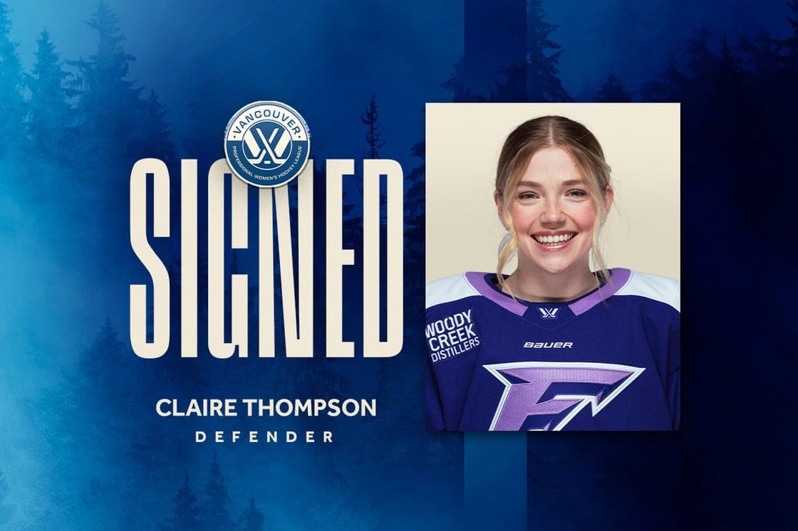 6/4/25 Claire Thompson signs with PWHL Vancouver during the expansion signing period. Mandatory Credit:PWHL
