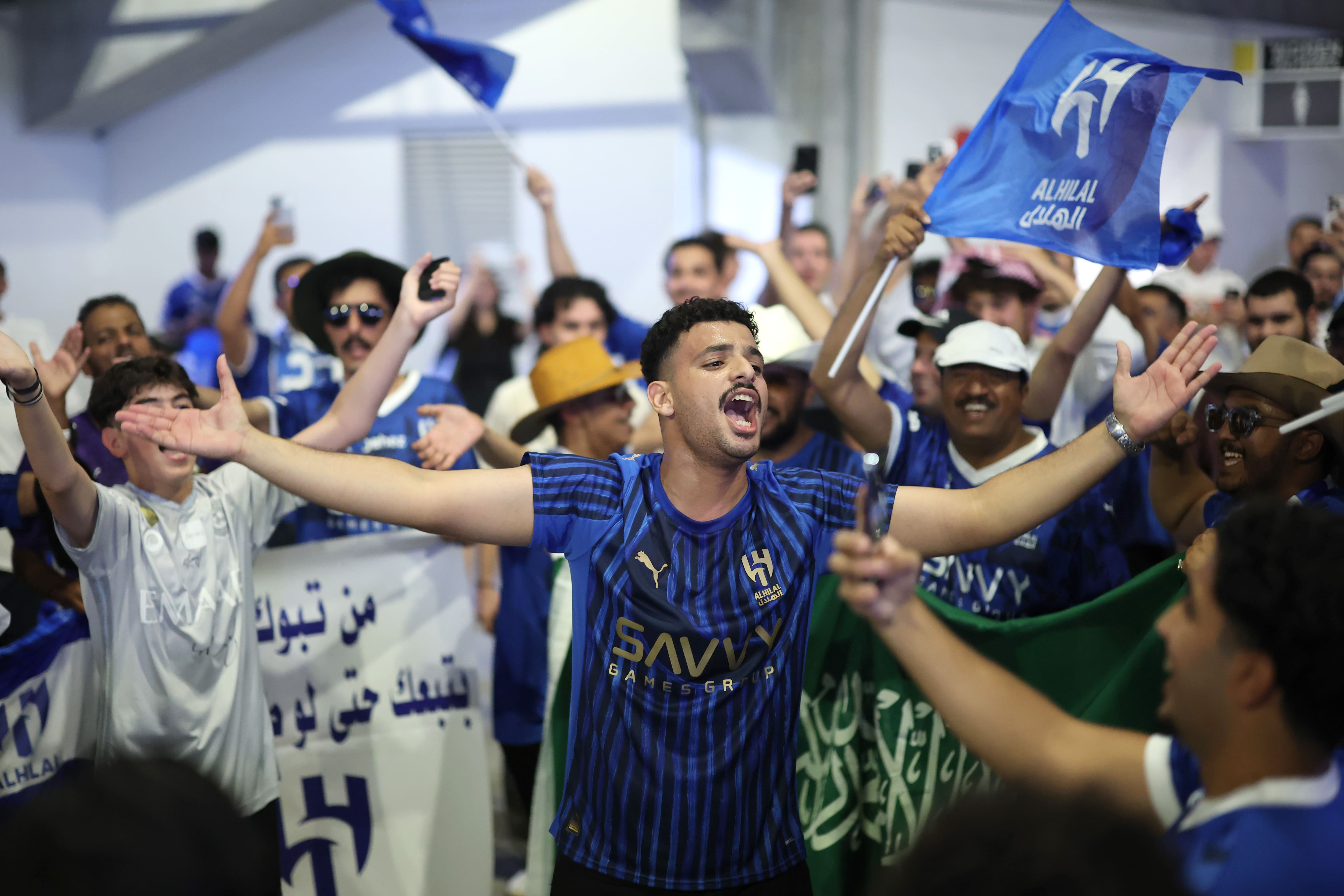ORLANDO, FLORIDA - JUNE 30: Kalidou Koulibaly #3 of Al Hilal celebrates scoring his team's third goal with teammates during the FIFA Club World Cup 2025 round of 16 match between Manchester City and Al-Hilal at Camping World Stadium on June 30, 2025 in Orlando, Florida. (Photo by Elsa - FIFA/FIFA via Getty Images)