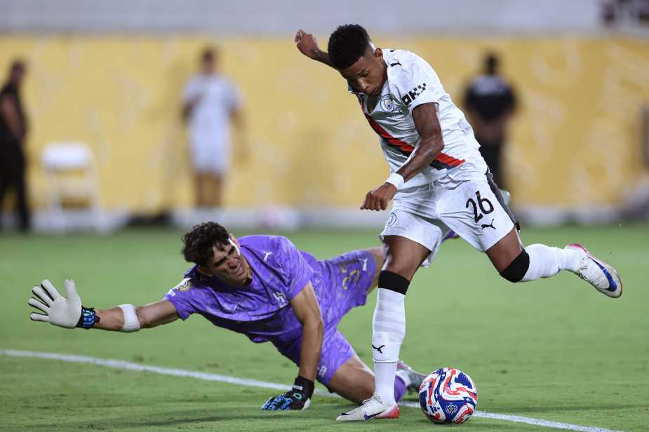 ORLANDO, FLORIDA - JUNE 30: Yassine Bounou #37 of Al Hilal looks to save a shot from Savinho #26 of Manchester City during the FIFA Club World Cup 2025 round of 16 match between Manchester City and Al-Hilal at Camping World Stadium on June 30, 2025 in Orlando, Florida. (Photo by Julio Aguilar - FIFA/FIFA via Getty Images)