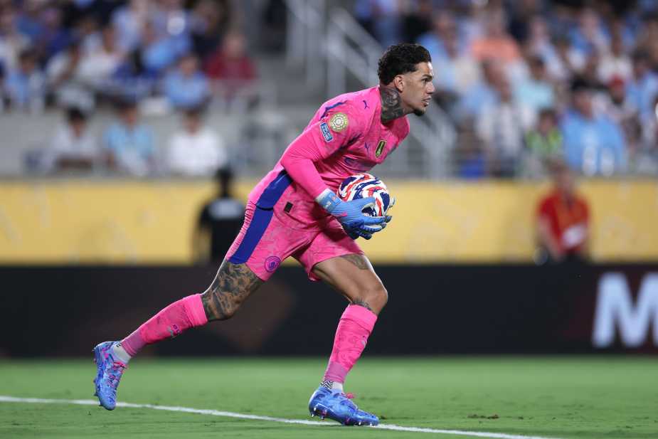 ORLANDO, FLORIDA - JUNE 30: Ederson #31 of Manchester City collects the ball during the FIFA Club World Cup 2025 round of 16 match between Manchester City and Al-Hilal at Camping World Stadium on June 30, 2025 in Orlando, Florida. (Photo by Elsa - FIFA/FIFA via Getty Images)