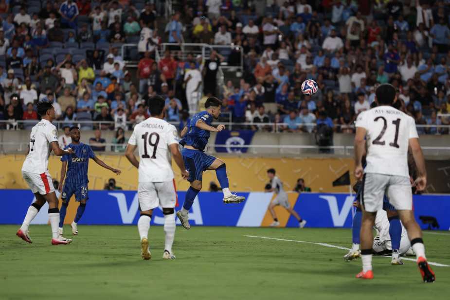 ORLANDO, FLORIDA - JUNE 30: Marcos Leonardo #11 of Al Hilal scores his team's first goal during the FIFA Club World Cup 2025 round of 16 match between Manchester City and Al-Hilal at Camping World Stadium on June 30, 2025 in Orlando, Florida. (Photo by Justin Setterfield - FIFA/FIFA via Getty Images)