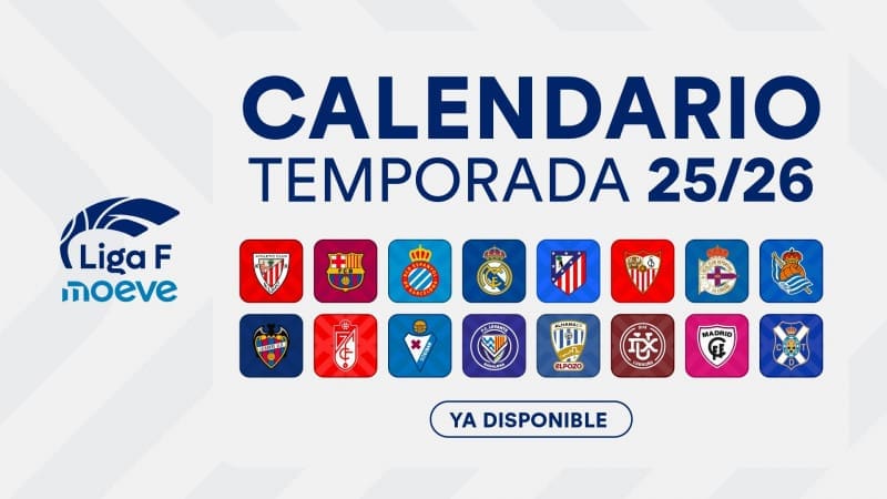 Liga F Moeve has already defined the pairing calendar for the 2025/2026 season The town of San Juan de la Nava in Abula was the setting chosen by the RFEF to publicize the calendar of the F League along with that of 6 other competitions: LALIGA EA SPORTS, LALIGA Hypermotion, First Federation, League F Moeve, First Women's Federation, First Division of Men's and Women's Futsal. The president of Liga F, Beatriz Álvarez, and Pablo Vilches, CEO of the entity, did not miss the appointment in an event that for the first time the main competitions were jointly announced.