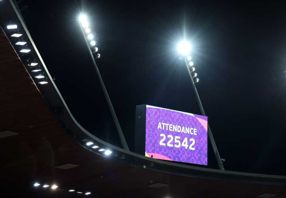 ZURICH, SWITZERLAND - JULY 05: A general view inside the stadium as the attendance figure of 22,542 is displayed during the UEFA Women's EURO 2025 Group D match between France and England at Stadion Letzigrund on July 05, 2025 in Zurich, Switzerland. (Photo by Maja Hitij - UEFA/UEFA via Getty Images)