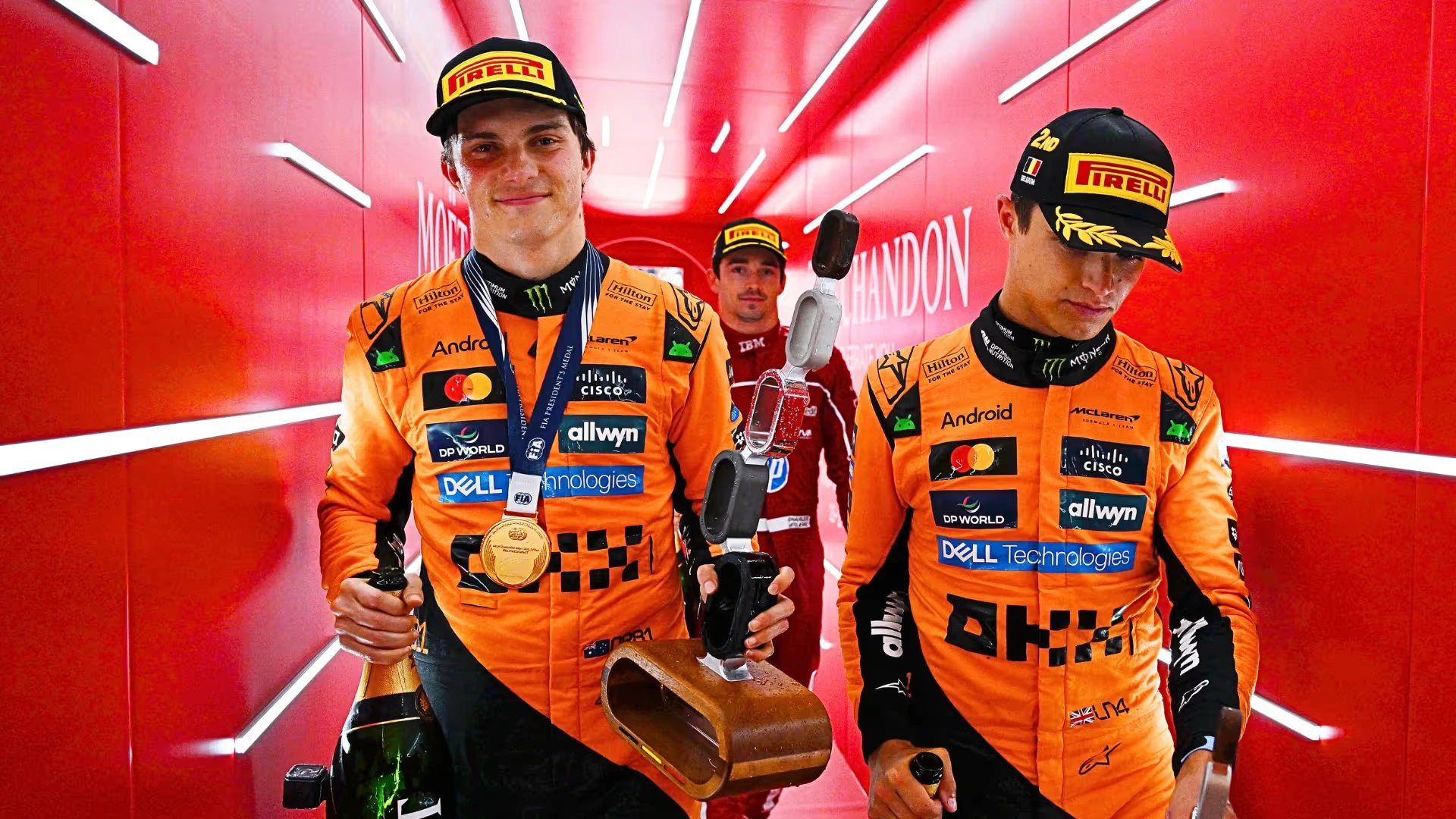 Podium Picture Pastri, Norris, Leclerc