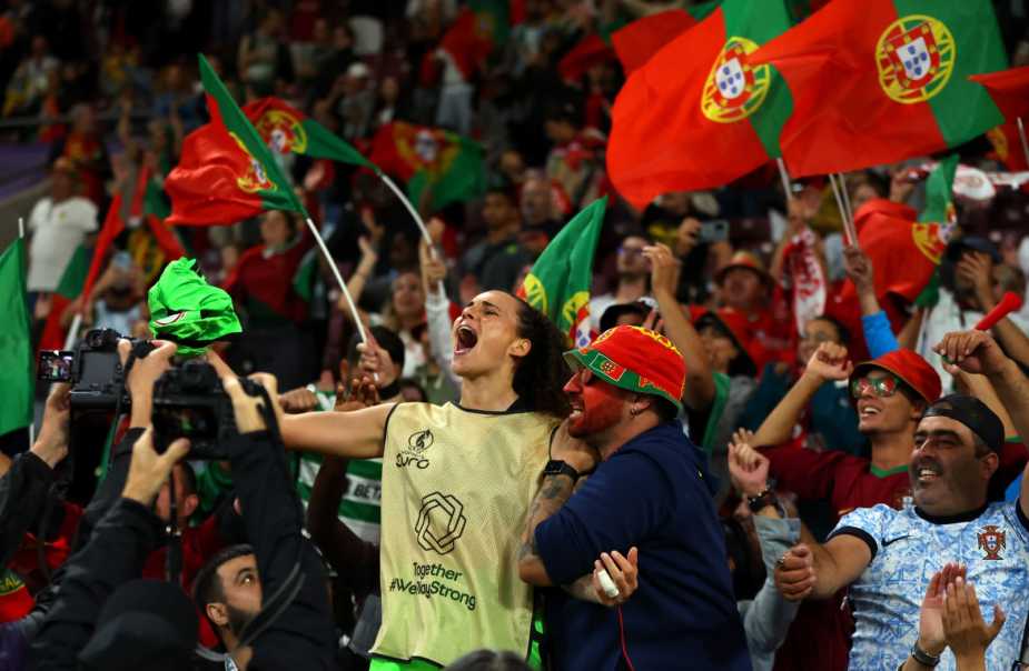 GENEVA, SWITZERLAND - JULY 07: Patricia Morais of Portugal celebrates with members of the crowd following the team's draw in the UEFA Women's EURO 2025 Group B match between Portugal and Italy at Stade de Geneve on July 07, 2025 in Geneva, Switzerland. (Photo by Molly Darlington - UEFA/UEFA via Getty Images)