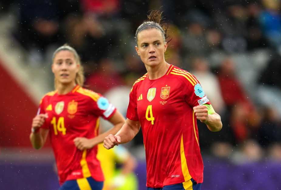THUN, SWITZERLAND - JULY 07: Irene Paredes of Spain celebrates scoring her team's second goal during the UEFA Women's EURO 2025 Group B match between Spain and Belgium at Arena Thun on July 07, 2025 in Thun, Switzerland. (Photo by Aitor Alcalde - UEFA/UEFA via Getty Images)