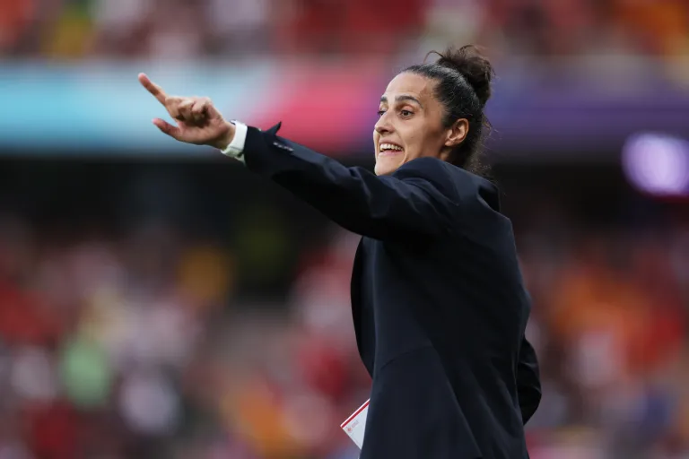 BERN, SWITZERLAND - JULY 03: Montse Tome, Head Coach of Spain, reacts during the UEFA Women's EURO 2025 Group B match between Spain and Portugal at Stadion Wankdorf on July 03, 2025 in Bern, Switzerland. (Photo by Florencia Tan Jun - UEFA/UEFA via Getty Images)