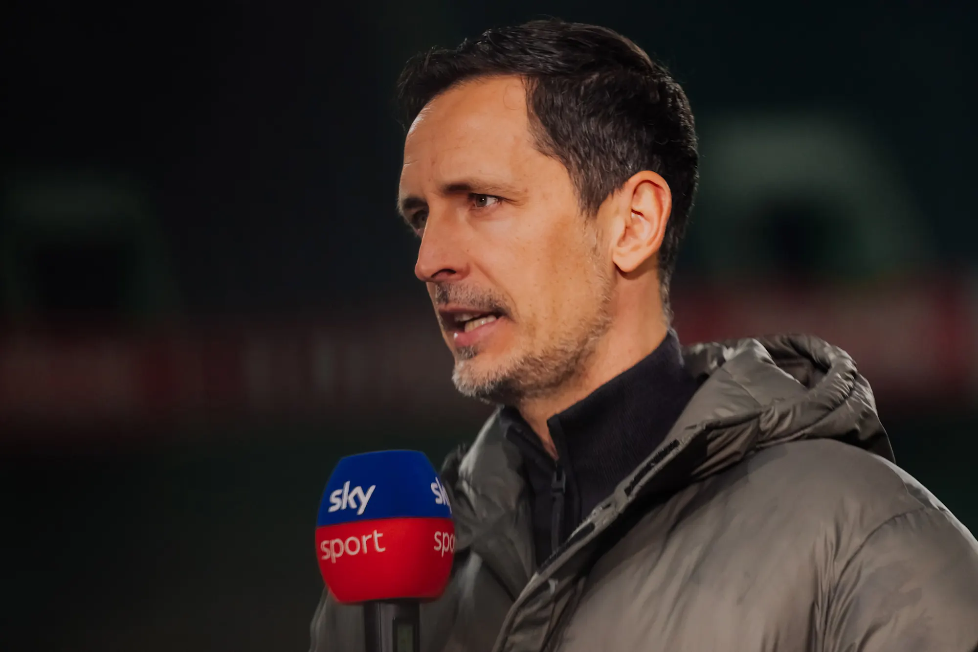 7/3/25 Eintracht head coach Dino Toppmöller in conversation with Sky. Mandatory Credit: Eintracht Frankfurt