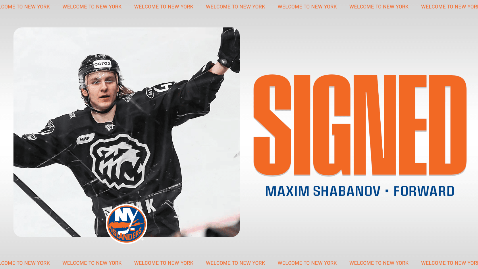 7/2/25 New York Islanders Sign KHL Standout Maxim Shabanov to Entry-Level Contract. Mandatory Credit: NY Islanders