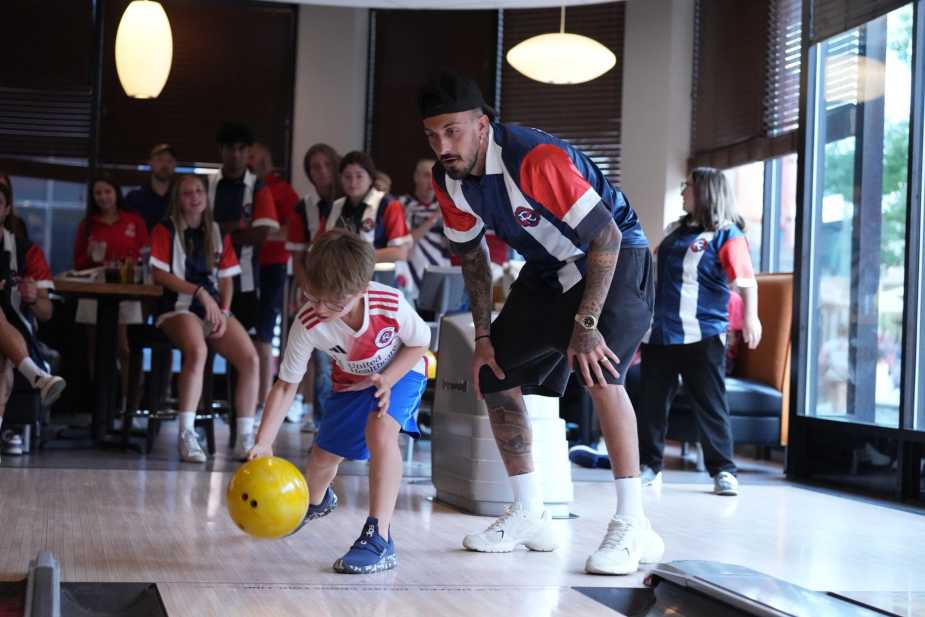 Participant bowling.Bowl for a Goal 2025 - July 30, 2025. Credit: NE Revolution