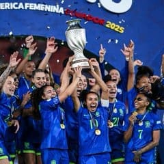 Brazil celebrates winning Copa America Fem