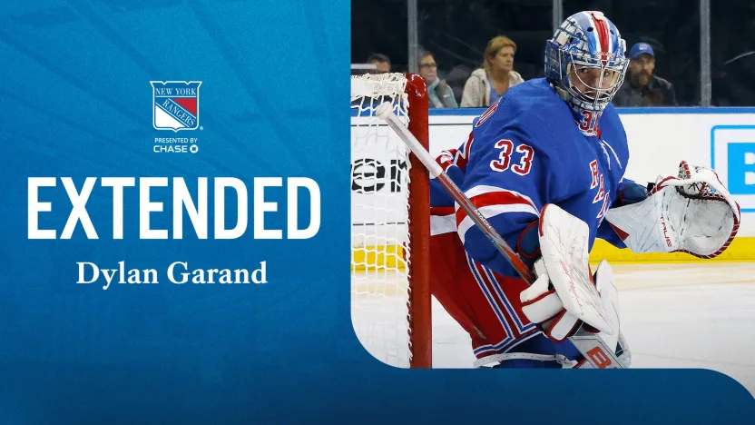 8/17/2025 Dylan Garand resigns with the Rangers. Mandatory Credit New York Rangers