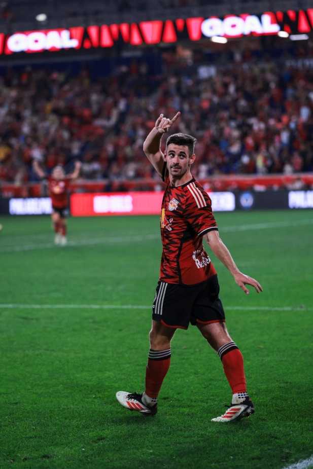 8/16/2025 Sports Illustrated Stadium, Harrison, NJ Dylan Nealis scores the winning goal. Mandatory Credit New York Red Bulls