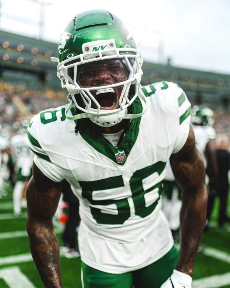 8/9/2025 Lambeau Field, Green Bay, WI. Quincy Williams pumped up. Mandatory Credit NFL.com