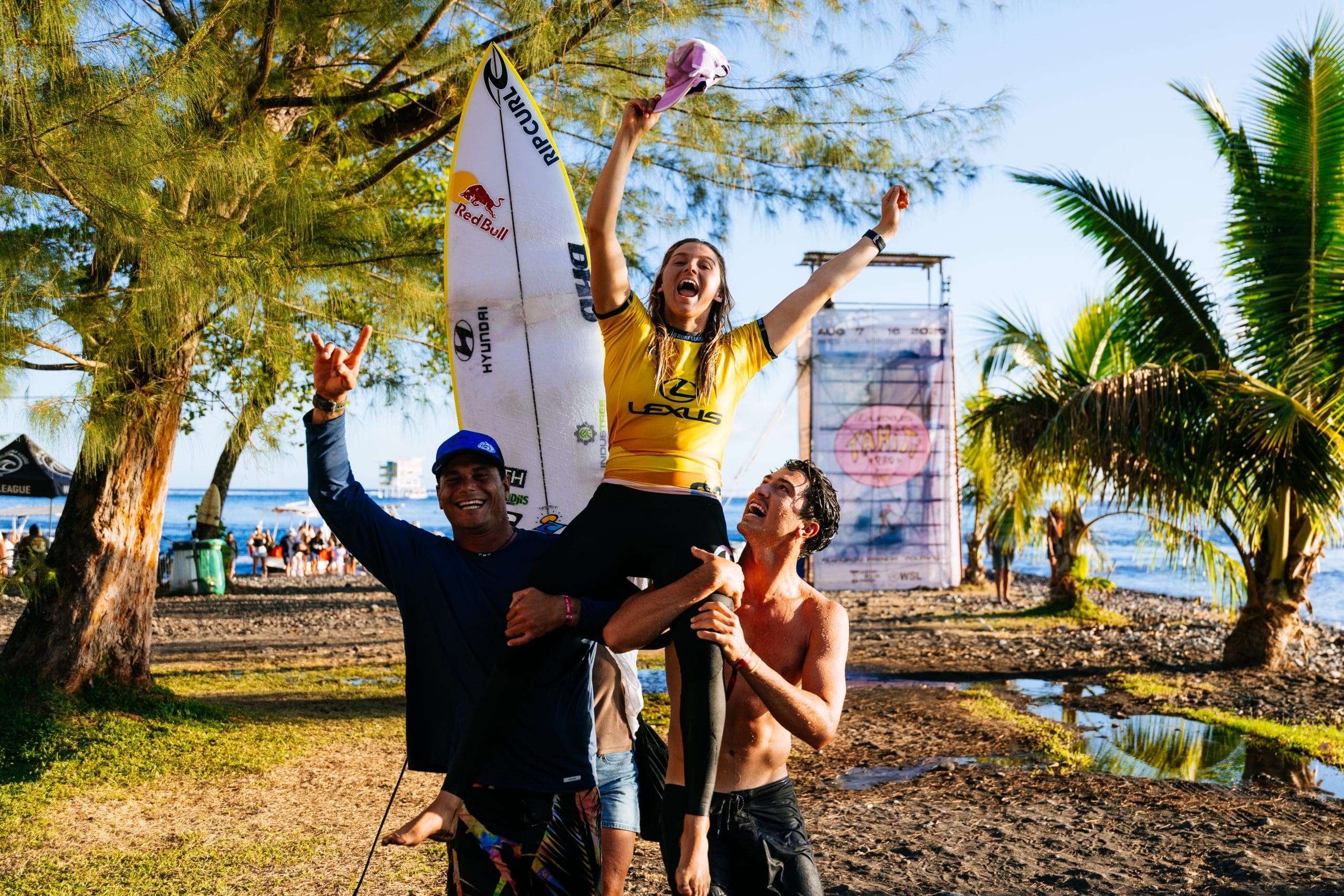 Molly Picklum lifted in air by teammates after winning the Championship round.