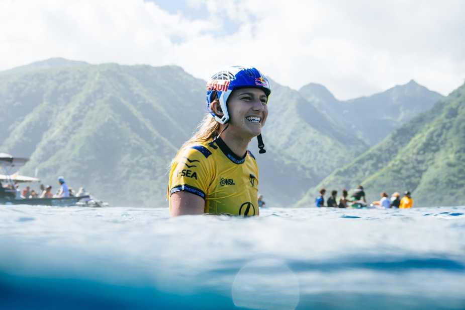 Molly Picklum of Australia prior to surfing in Heat 3 of the Quarterfinals at the Lexus Tahiti Pro