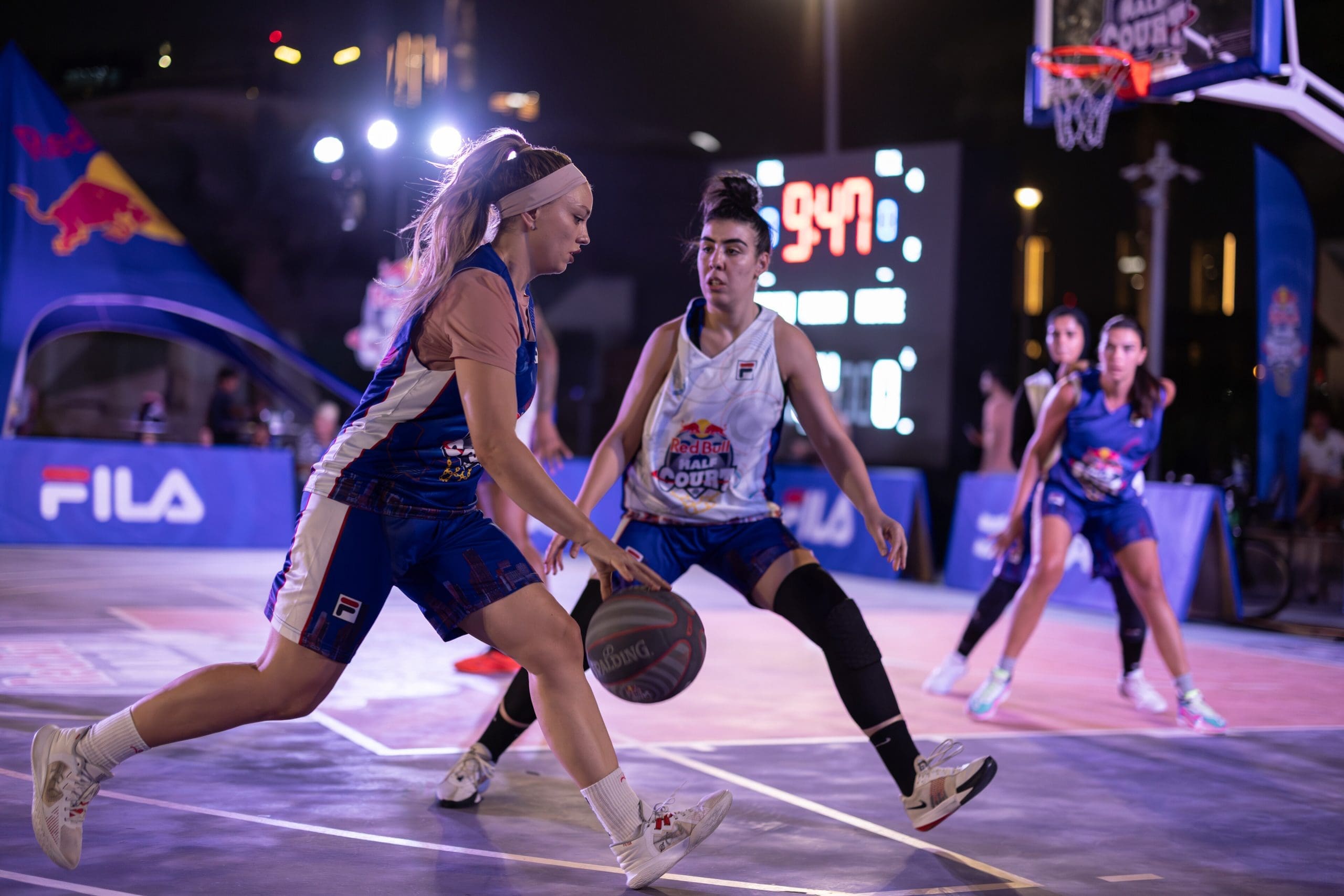 Female basketball players compete during Red Bull Half Court National Final at Dubai Design District