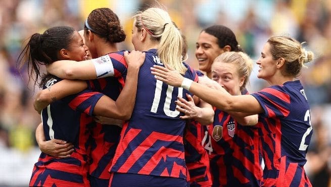 USWNT celebrates Cameron Spencer/Getty Images