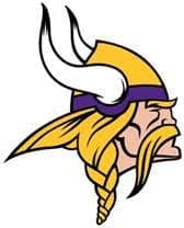 Minnesota Vikings official logo featuring purple and gold Viking head with white horned helmet